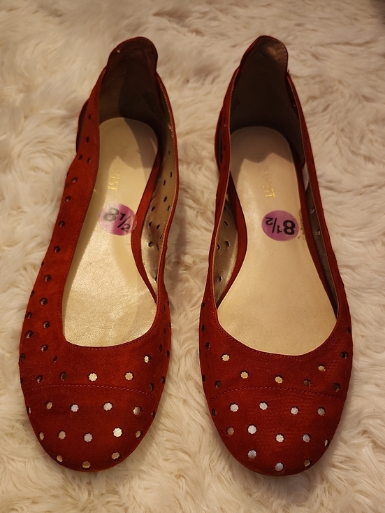 Nine West Shoes - Nine West Red Suede Polka Dot Ballet Flats
